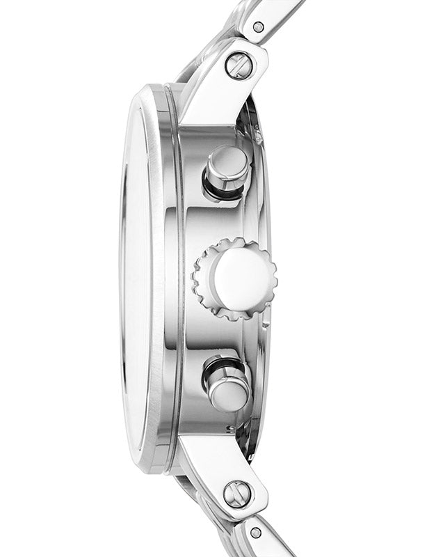 Fossil Boyfriend Chronograph Silver Dial Silver Steel Strap Watch for Women - ES2198 Watches Fossil   