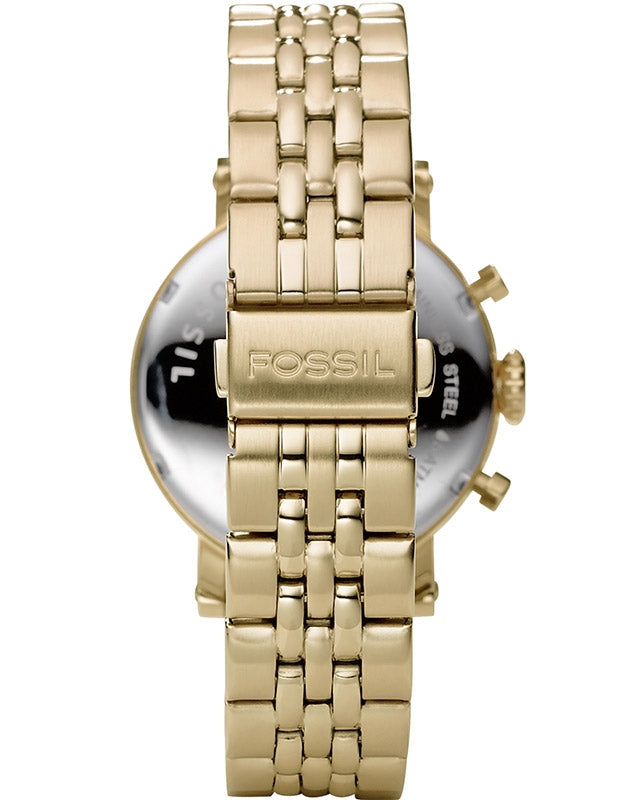 Fossil Boyfriend Chronograph Gold Dial Gold Steel Strap Watch for Women - ES2197 Watches Fossil   