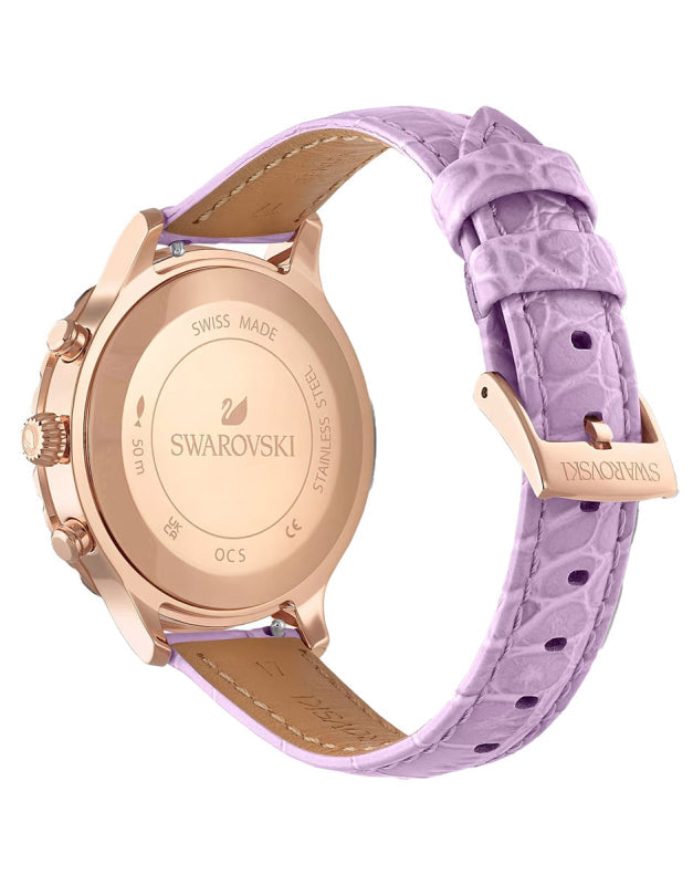 Swarovski Octea Lux Chrono Purple Dial Purple Leather Strap Watch for Women - 5632263 Watches Swarovski   