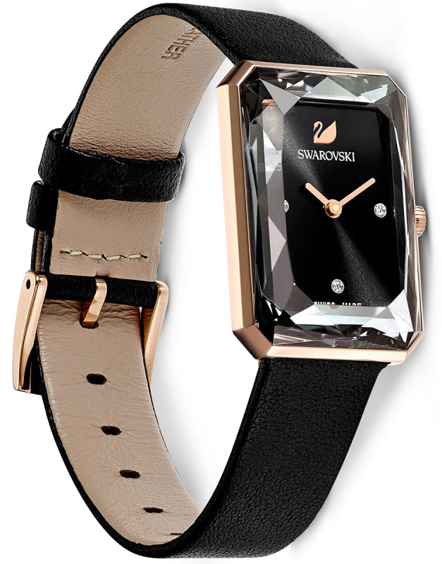 Swarovski Uptown Black Dial Black Leather Strap Watch for Women - 5547710 Watches Swarovski   