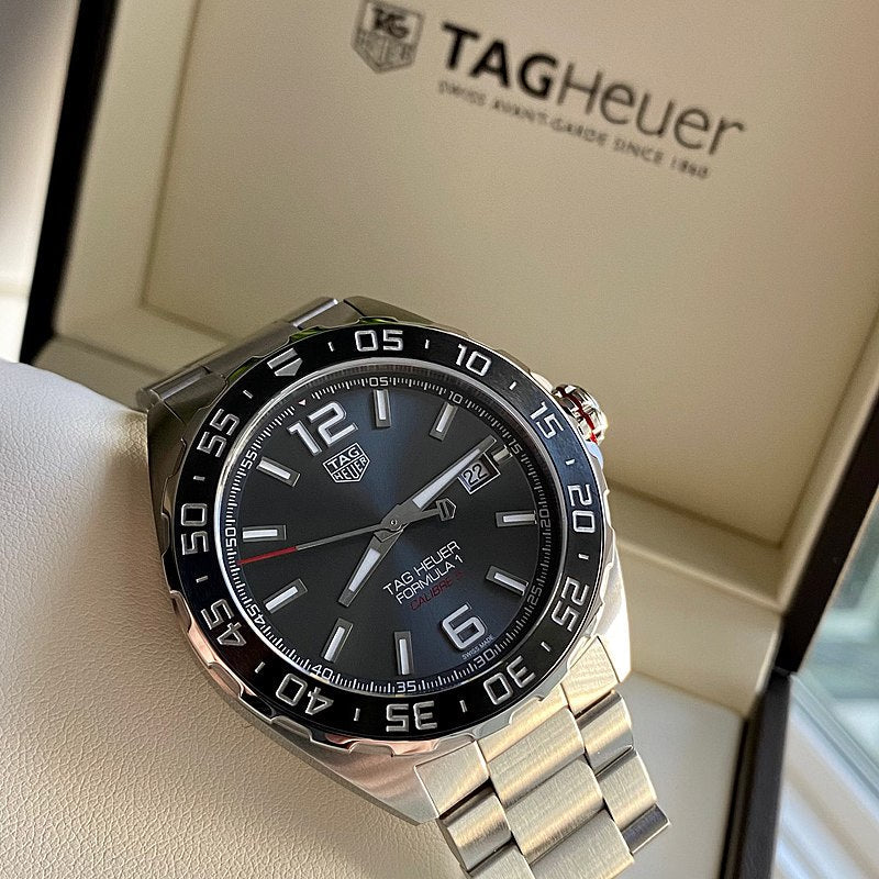 Tag Heuer Formula 1 Calibre 5 Chronograph Anthracite Dial Silver Steel Strap Watch for Men - WAZ2011.BA0842 Watches Tag Heuer   