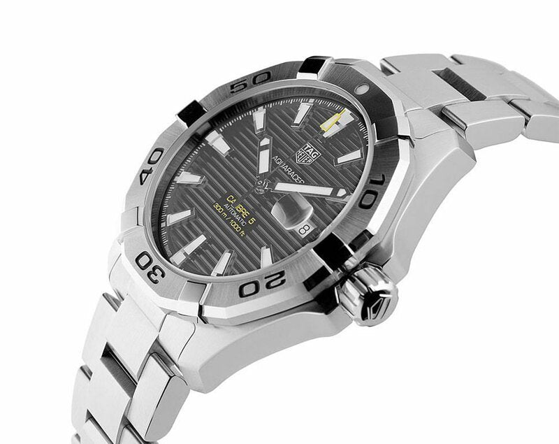 Tag Heuer Aquaracer Automatic Black Dial Silver Steel Strap Watch for Men - WAY2010.BA0927 Watches Tag Heuer   