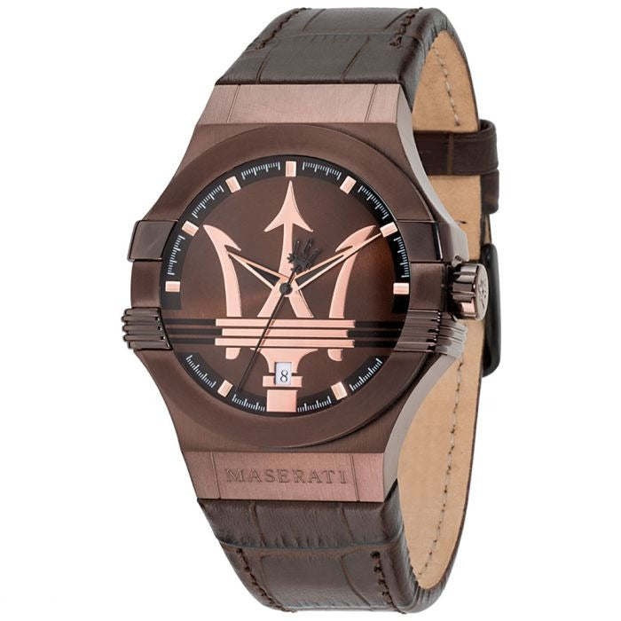 Maserati Potenza Brown Dial Brown Leather Strap Watch For Men - R8851108011 Watches Maserati   