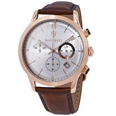 Maserati Ricordo Chronograph Silver Dial Brown Leather Strap Watch For Men - R8871633002 Watches Maserati   