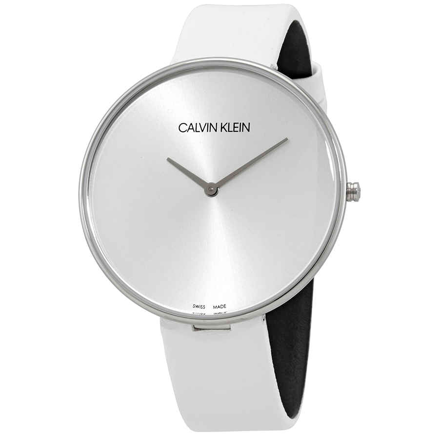 Calvin Klein Full Moon White Dial White Leather Strap Watch for Women - K8Y231L6 Watches Calvin Klein   