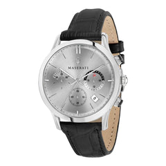 Maserati Ricordo Silver Dial Black Leather Strap Watch For Men - R8871633001 Watches Maserati   