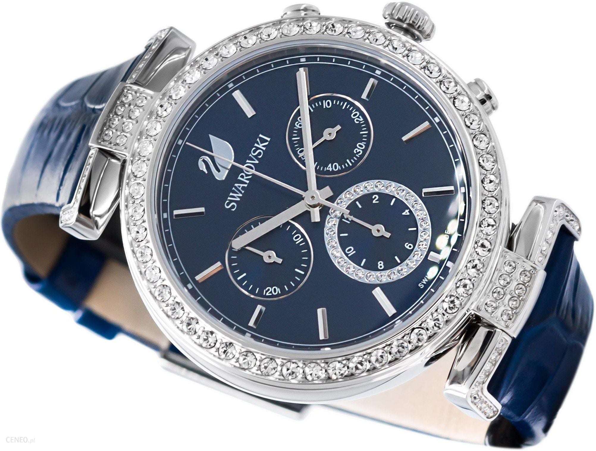 Swarovski Era Journey Blue Dial Blue Leather Strap Watch for Women - 5479239 Watches Swarovski   