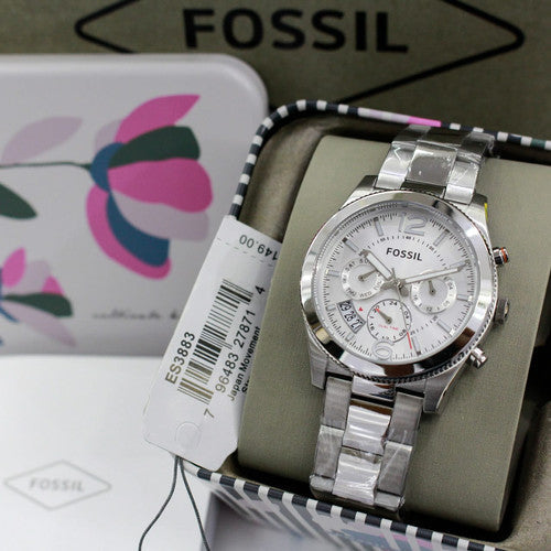 Fossil Boyfriend Multifunction Silver Dial Silver Steel Strap Watch for Women - ES3883 Watches Fossil   