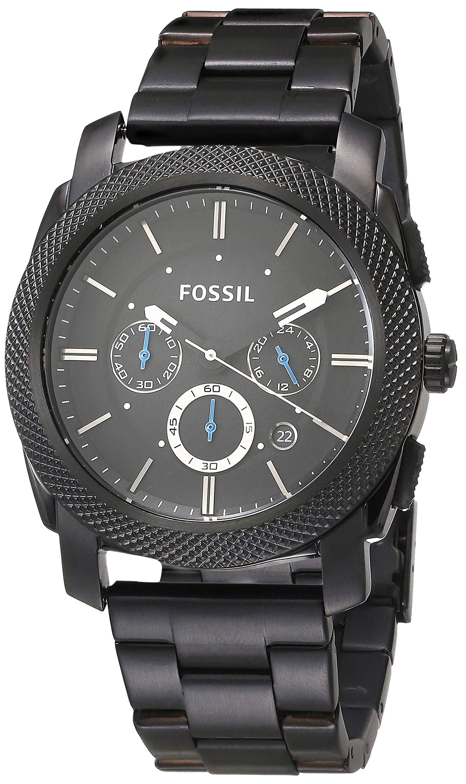 Fossil Machine Chronograph Black Dial Black Steel Strap Watch for Men - FS4552 Watches Fossil   