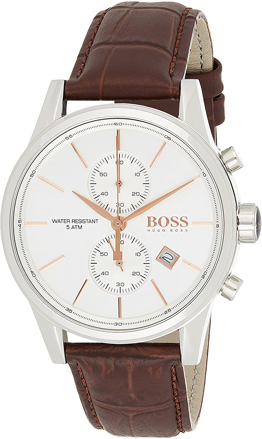 Hugo Boss Jet White Dial Brown Leather Strap Watch for Men - 1513280 Watches Hugo Boss   