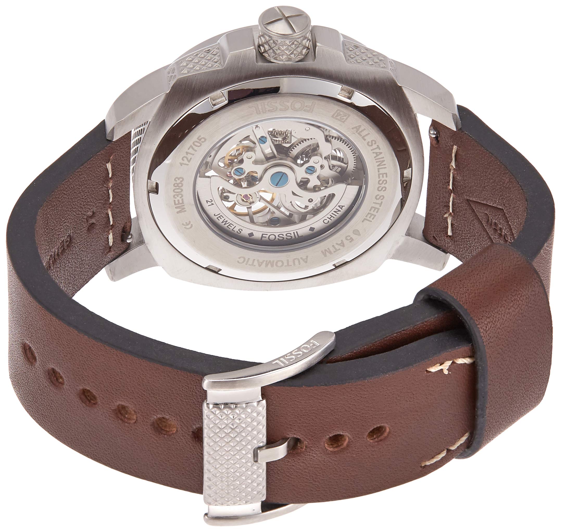 Fossil Modern Machine Automatic Skeleton White Dial Brown Leather Strap Watch for Women - ME3083 Watches Fossil   
