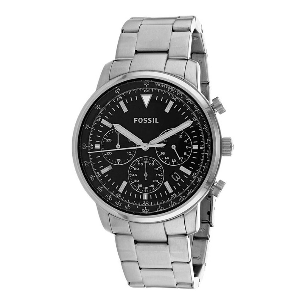 Fossil Goodwin Chronograph Black Dial Silver Steel Strap Watch for Men - FS5412 Watches Fossil   