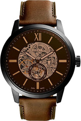 Fossil Townsman Automatic Skeleton Black Dial Brown Leather Strap Watch for Men - ME3181 Watches Fossil   