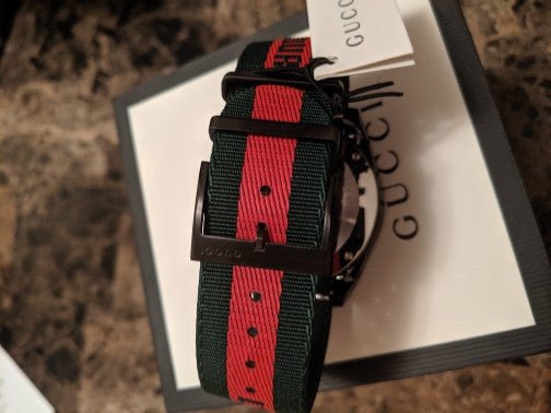Gucci Dive Green & Red Dial Green & Red Nylon Strap Watch For Men - YA136216 Watches Gucci   