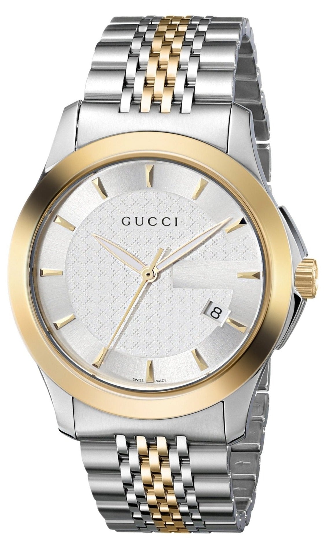 Gucci G Timeless White Dial Two Tone Steel Strap Watch For Men - YA126409 Watches Gucci   