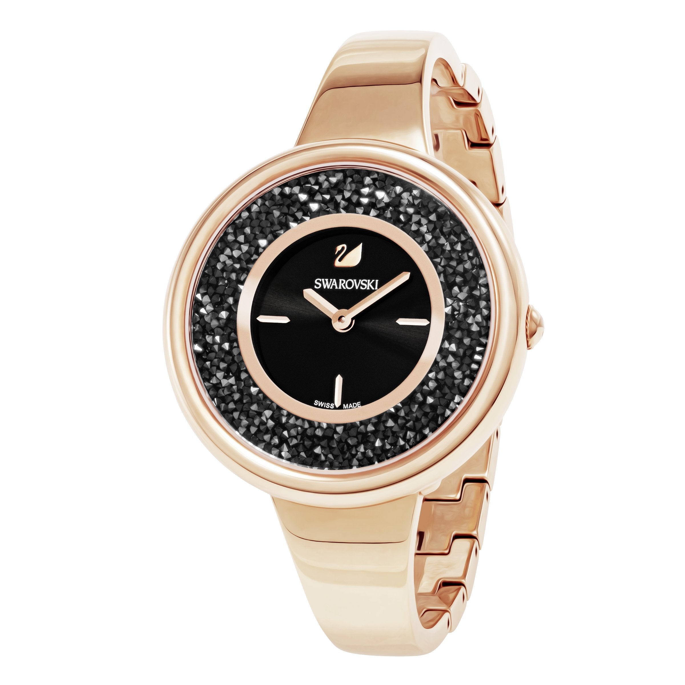 Swarovski Crystalline Pure Black Dial Rose Gold Steel Strap Watch for Women - 5295334 Watches Swarovski   