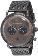 Emporio Armani Aviator Brown Dial Grey Mesh Bracelet Watch For Men - AR11141 Watches Emporio Armani   