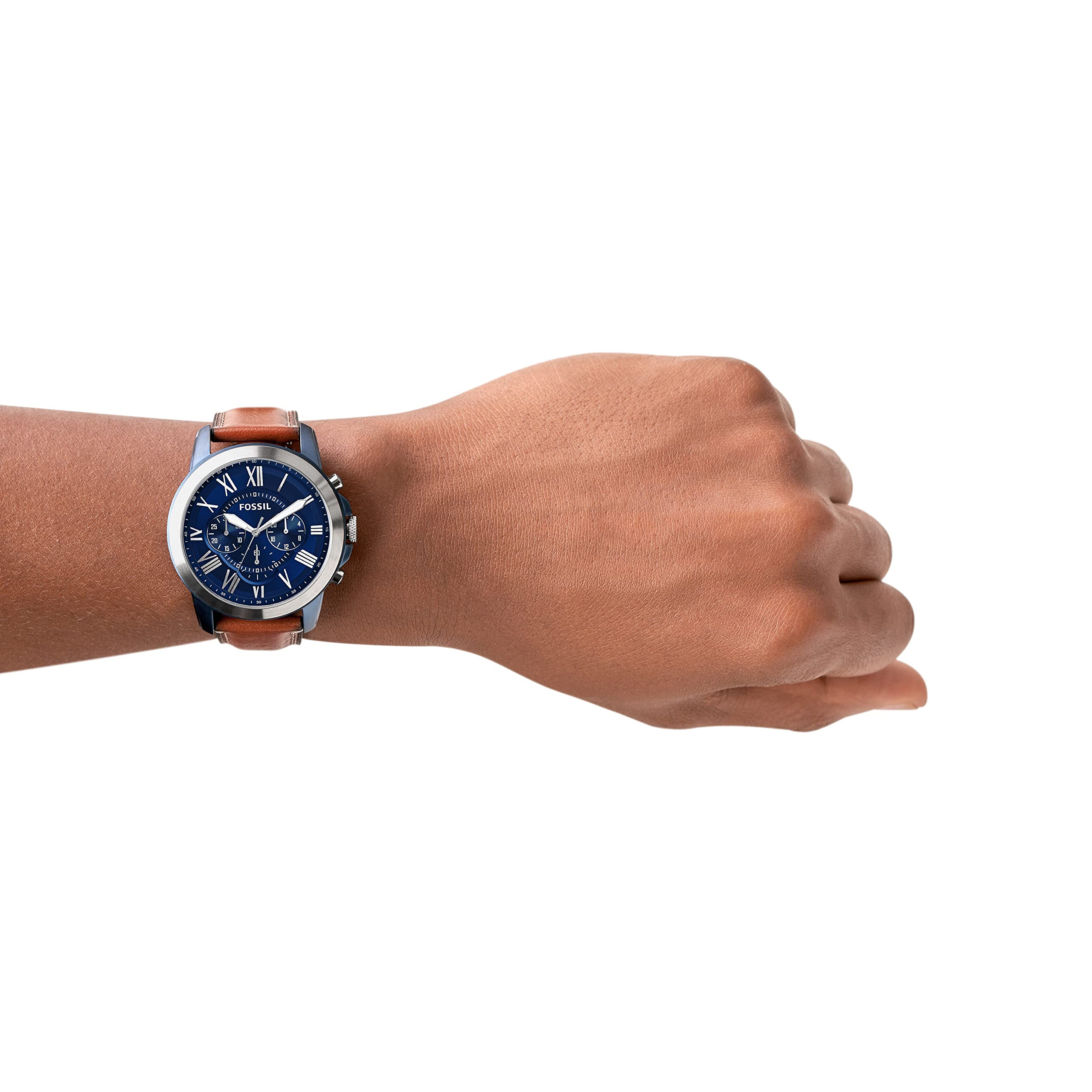 Fossil Grant Chronograph Blue Dial Brown Leather Strap Watch for Men - FS5151 Watches Fossil   