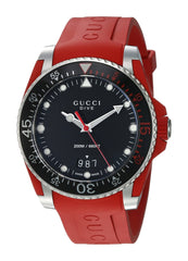 Gucci Dive Black Dial Red Rubber Strap Watch For Men - YA136309 Watches Gucci   