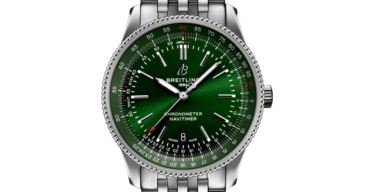 Breitling Navitimer Automatic 41mm Green Dial Silver Steel Strap Watch for Men - A17326361L1A1 Watches Breitling   