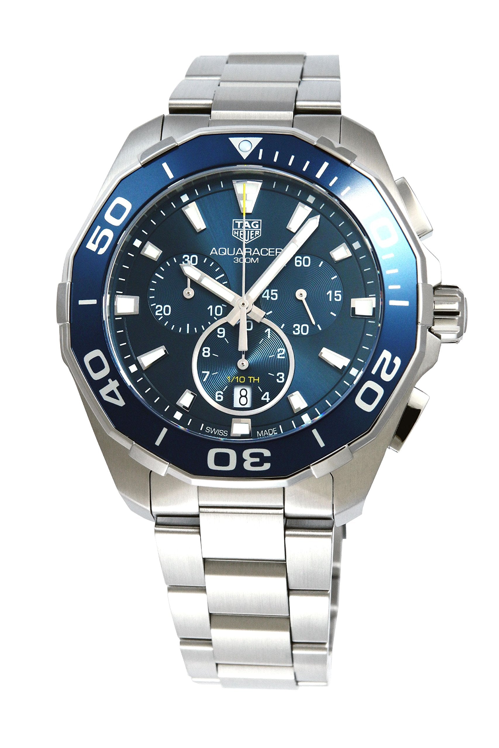 Tag Heuer Carrera Aquaracer Blue Dial SIlver Steel Strap Watch for Men - CAY111B.BA0927 Watches Tag Heuer   