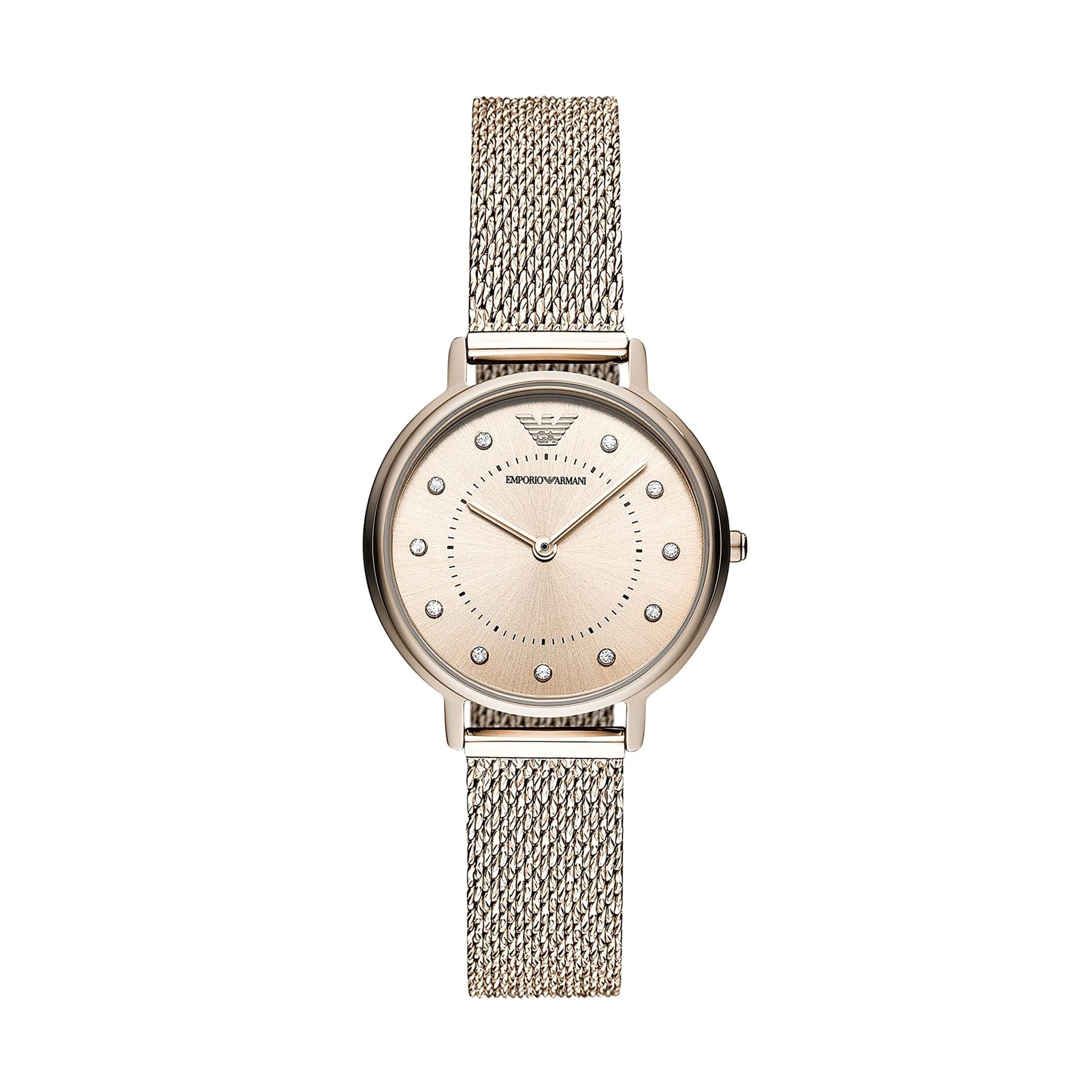 Emporio Armani Pink Dial Pink Mesh Bracelet Watch For Women - AR11129 Watches Emporio Armani   