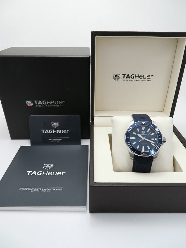 Tag Heuer Aquaracer 41mm Blue Dial Blue Rubber Strap Watch for Men - WAY111C.FT6155 Watches Tag Heuer   