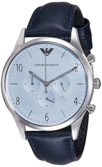 Emporio Armani Chronograph Blue Dial Blue Leather Strap Watch For Men - AR1889 Watches Emporio Armani   