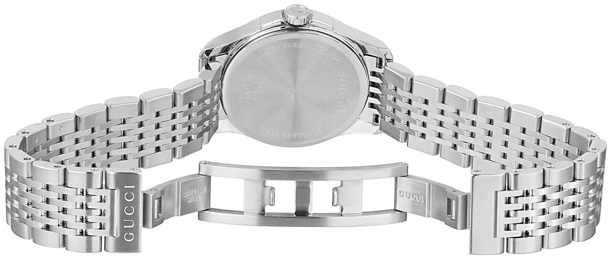 Gucci G Timeless Silver Dial Silver Steel Strap Watch For Women - YA126501 Watches Gucci   