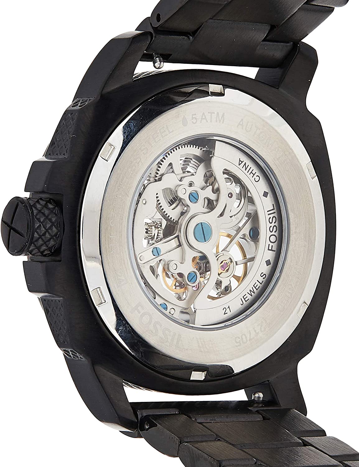 Fossil Modern Machine Automatic Skeleton Grey Dial Black Steel Strap Watch for Men - ME3134 Watches Fossil   
