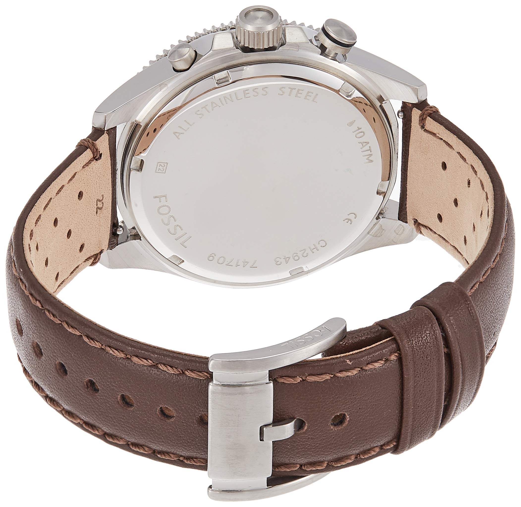 Fossil Wakefield Chronograph White Dial Brown Leather Strap Watch for Men - CH2943 Watches Fossil   