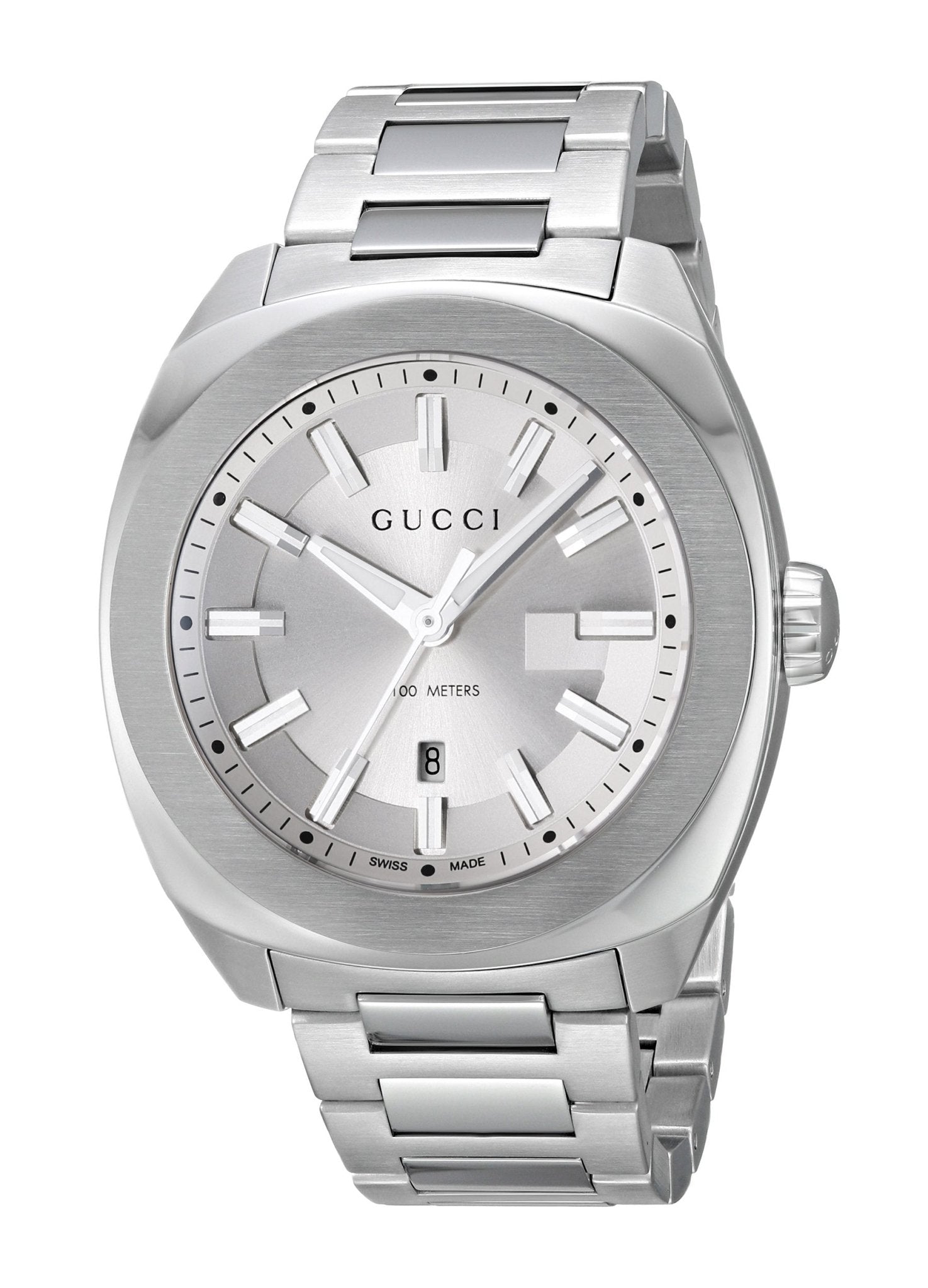 Gucci G Timeless GG2570 Silver Dial Silver Steel Strap Watch For Men - YA142402 Watches Gucci   