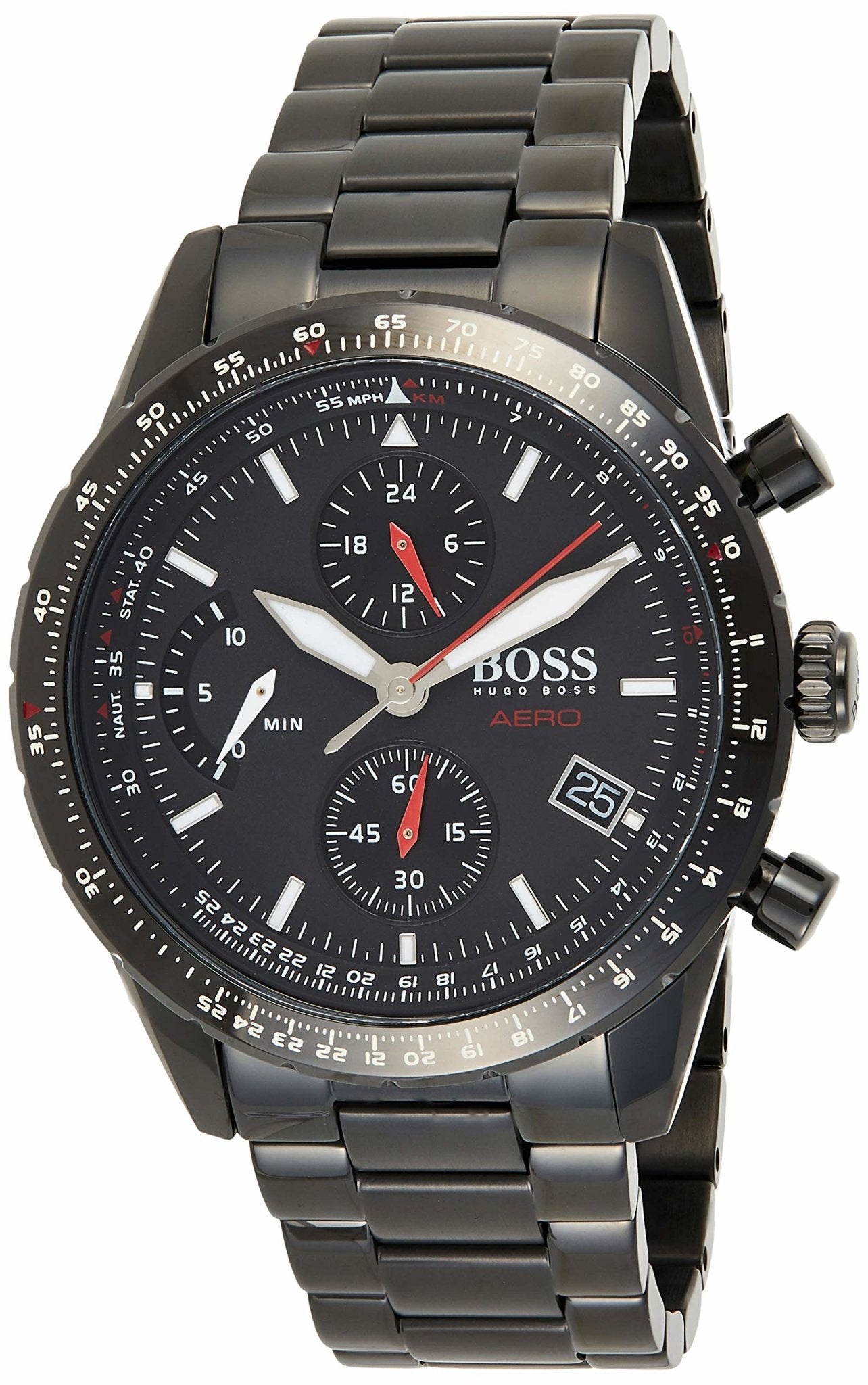 Hugo Boss Aero Black Dial Black Steel Strap Watch for Men - 1513771 Watches Hugo Boss   