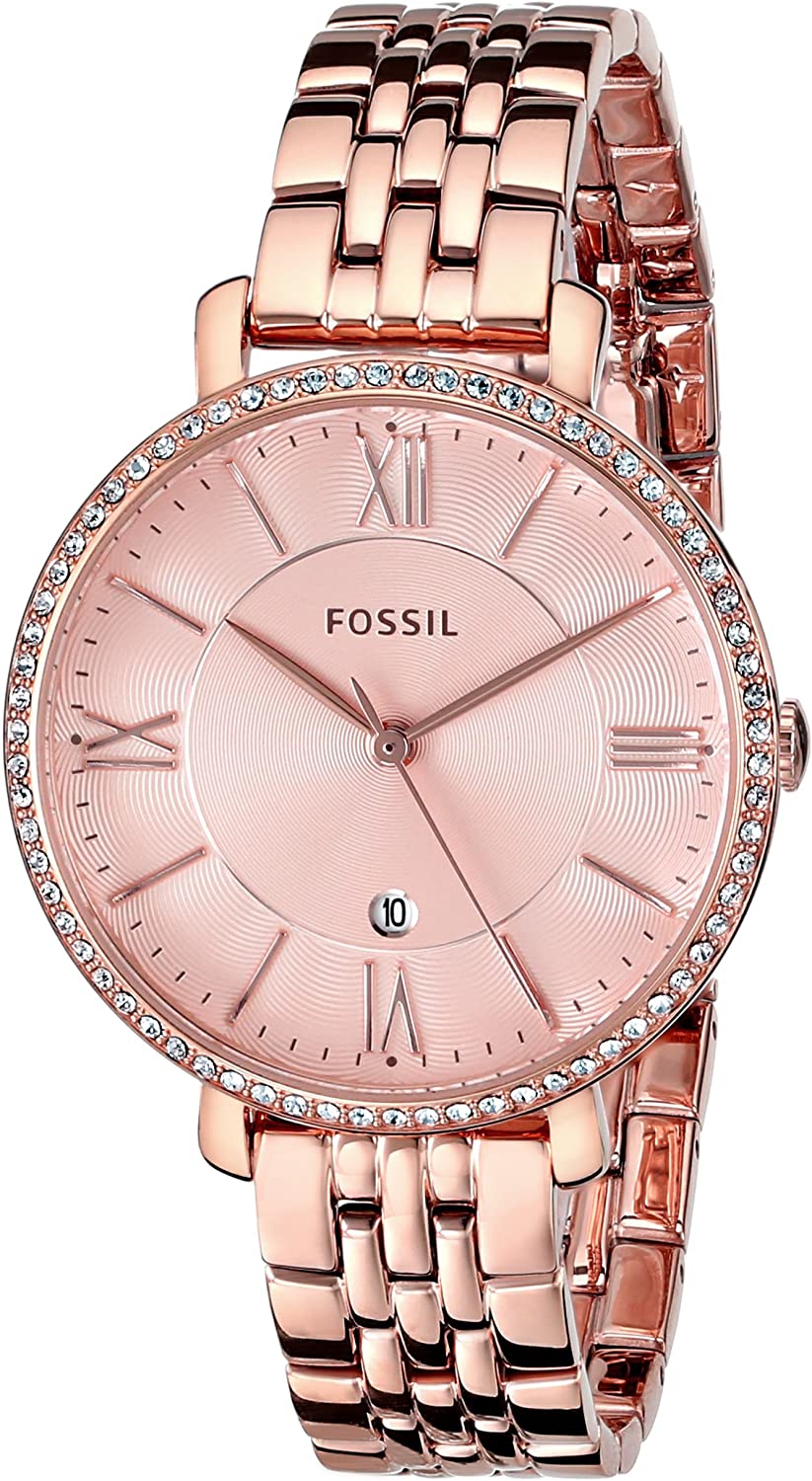 Fossil Jacqueline Rose Gold Dial Rose Gold Steel Strap Watch for Women - ES3632 Watches Fossil   