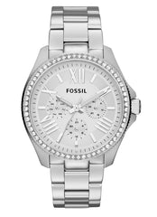 Fossil Cecile Chronograph Silver Dial Silver Steel Strap Watch for Women - AM4481 Watches Fossil   