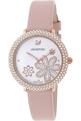 Swarovski Crystal Frost White Dial Pink Leather Strap Watch for Women - 5519223 Watches Swarovski   