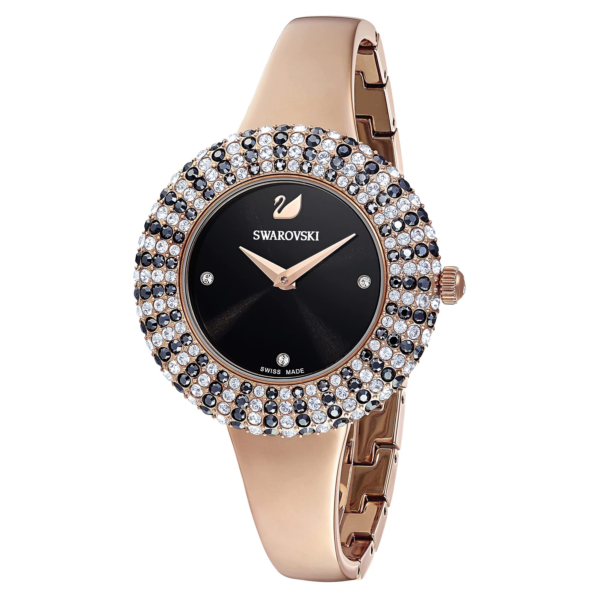 Swarovski Crystal Rose Black Dial Rose Gold Steel Strap Watch for Women - 5484050 Watches Swarovski   