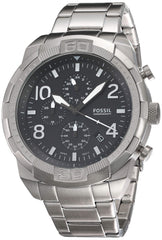 Fossil Bronson Chronograph Black Dial Silver Steel Strap Watch for Men - FS5710 Watches Fossil   