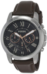 Fossil Grant Chronograph Black Dial Brown Leather Strap Watch for Men - FS4813 Watches Fossil   