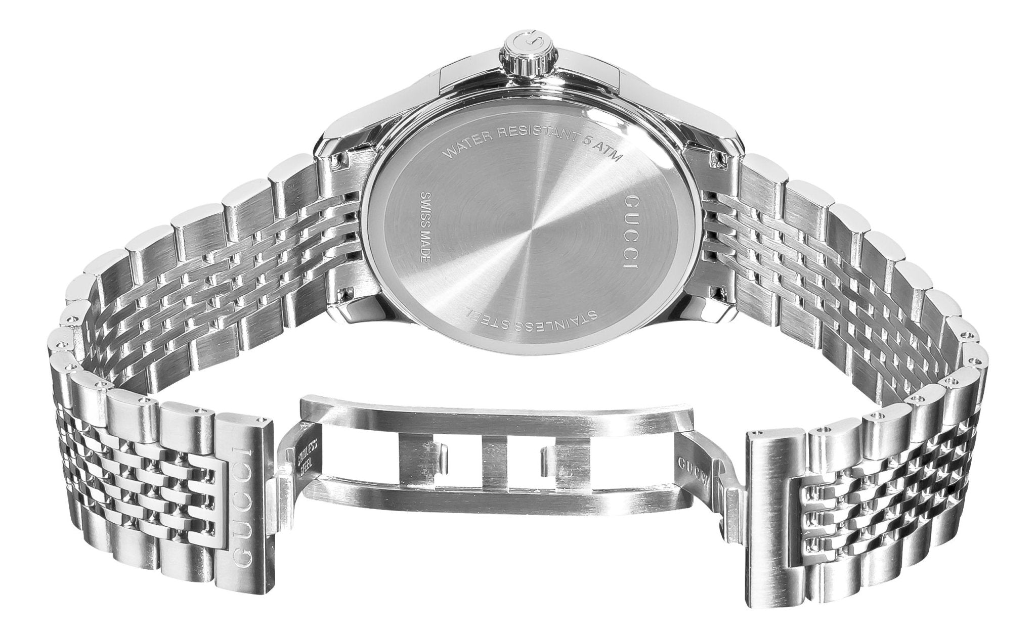 Gucci G Timeless Diamond Silver Dial Silver Steel Strap Watch For Men - YA126407 Watches Gucci   