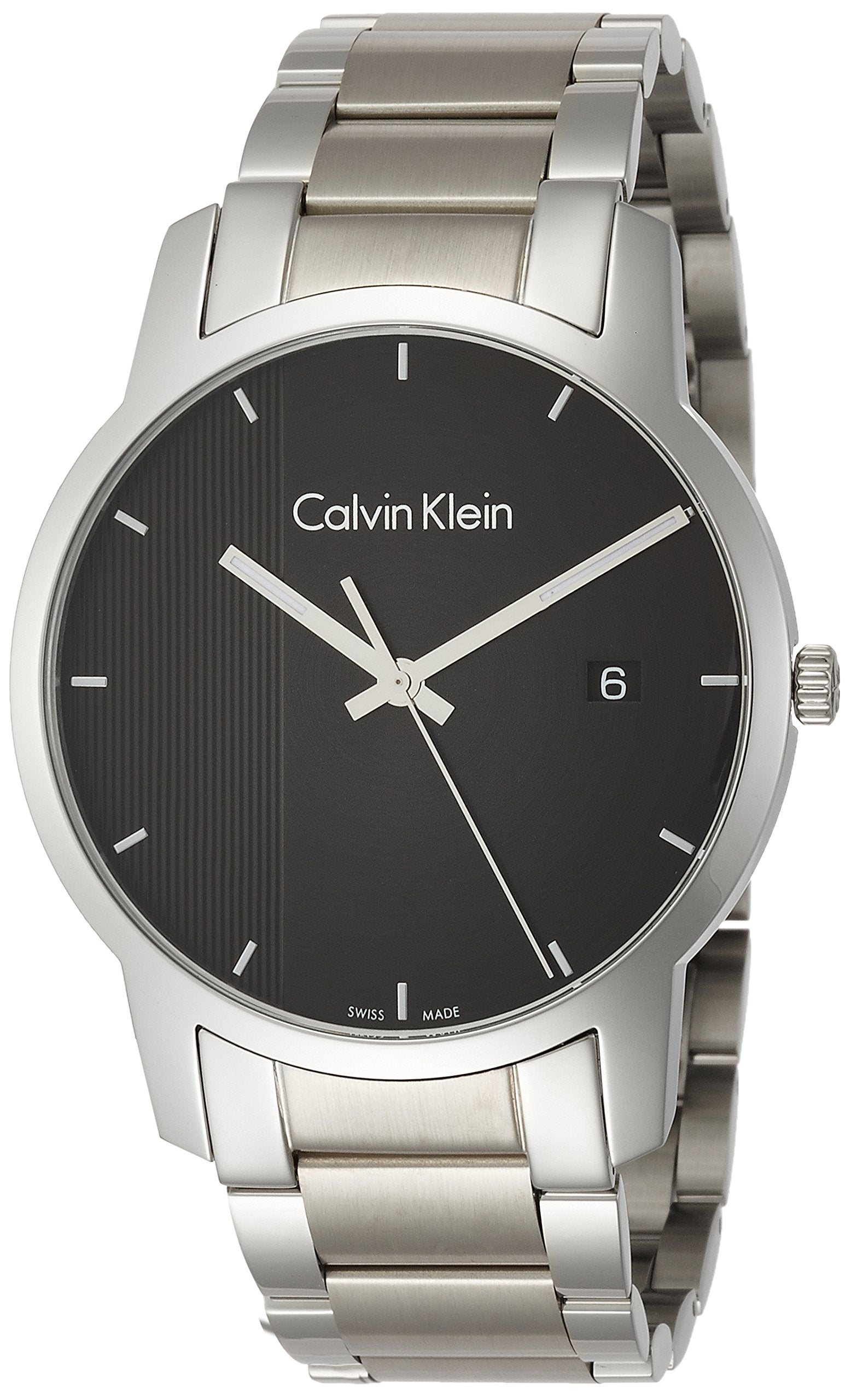 Calvin Klein City Chronograph Black Dial Silver Steel Strap Watch for Men - K2G2G14Y Watches Calvin Klein   