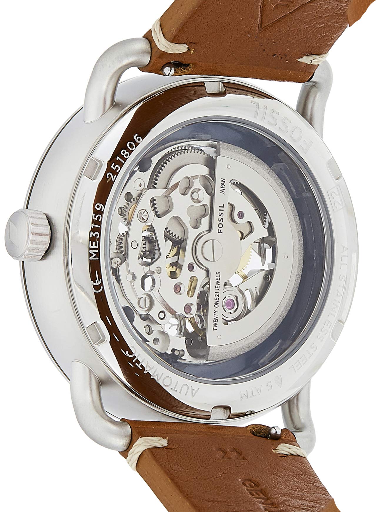Fossil Commuter Automatic Skeleton Blue Dial Brown Leather Strap Watch for Men - ME3159 Watches Fossil   
