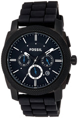 Fossil Machine Chronograph Black Dial Black Silicone Strap Watch for Men - FS4487 Watches Fossil   