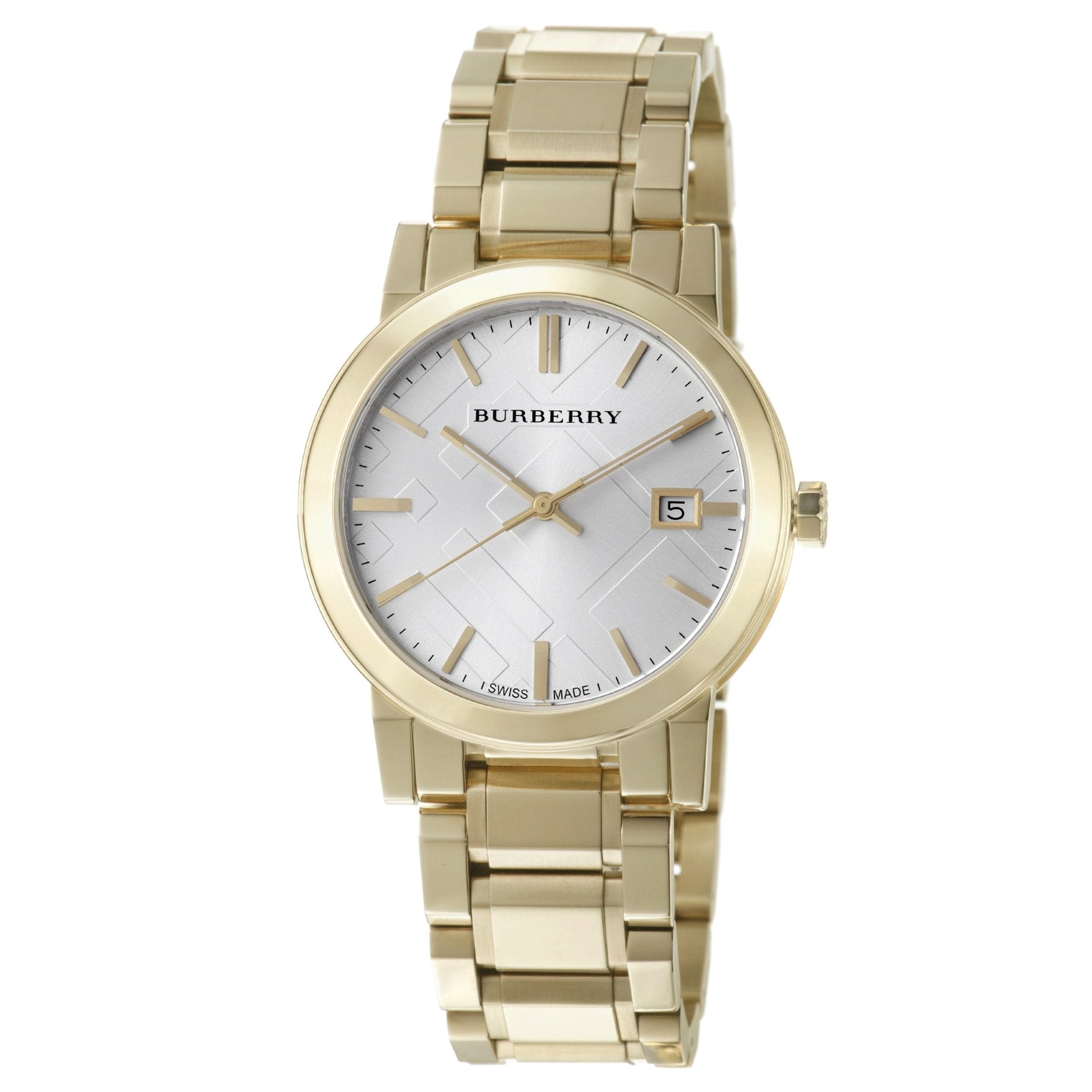 Burberry The City Silver Dial Gold Stainless Steel Strap Unisex Watch - BU9003 Watches Burberry   
