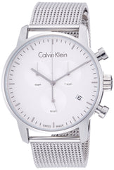 Calvin Klein City Chronograph White Dial Silver Mesh Bracelet Watch for Men - K2G27126 Watches Calvin Klein   