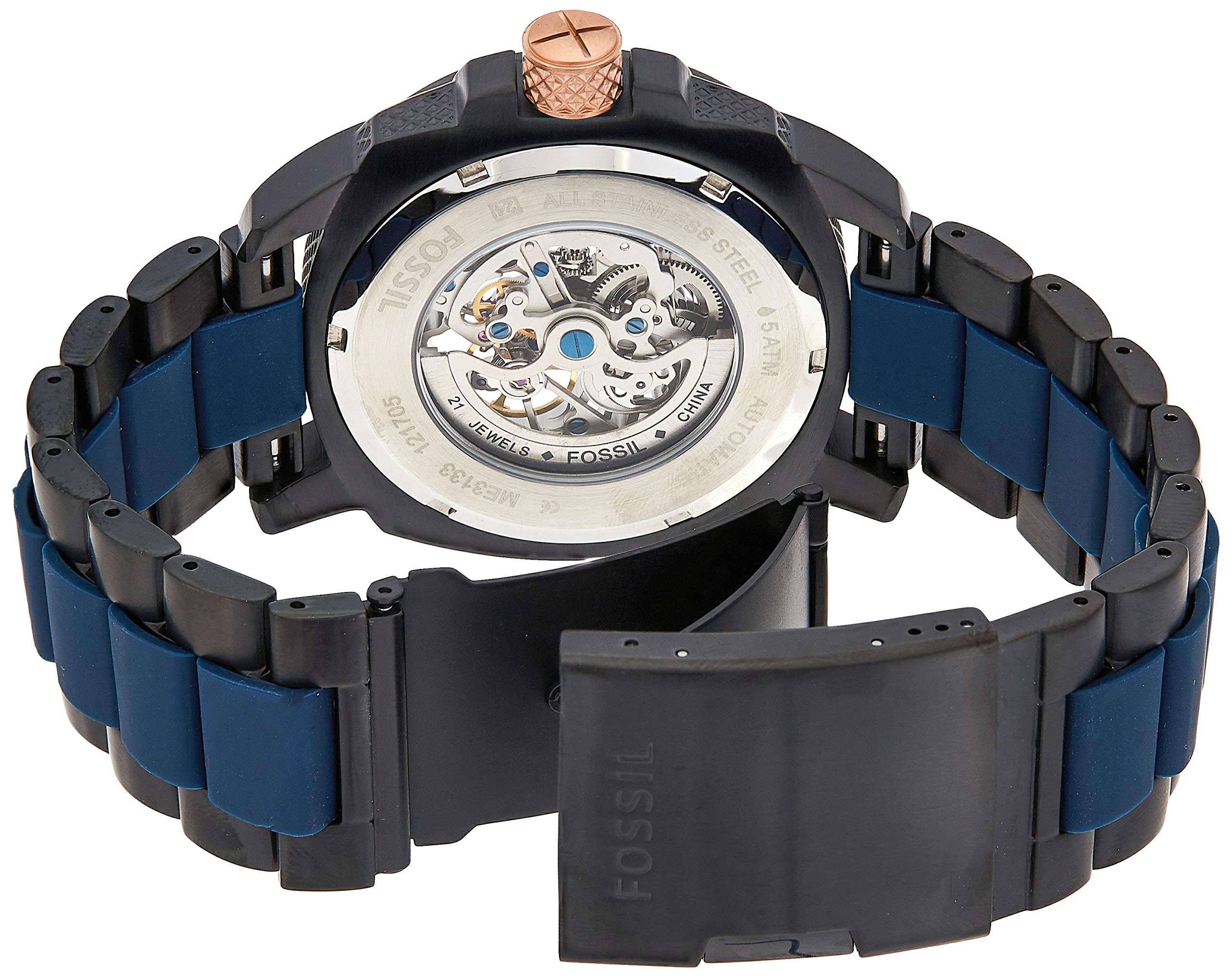 Fossil Modern Machine Automatic Skeleton Blue Dial Two Tone Steel Strap Watch for Men - ME3133 Watches Fossil   