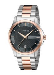 Gucci G Timeless Grey Dial Two Tone Steel Strap Watch For Men - YA126446 Watches Gucci   