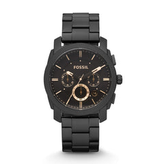 Fossil Machine Chronograph Black Dial Black Steel Strap Watch for Men - FS4682 Watches Fossil   