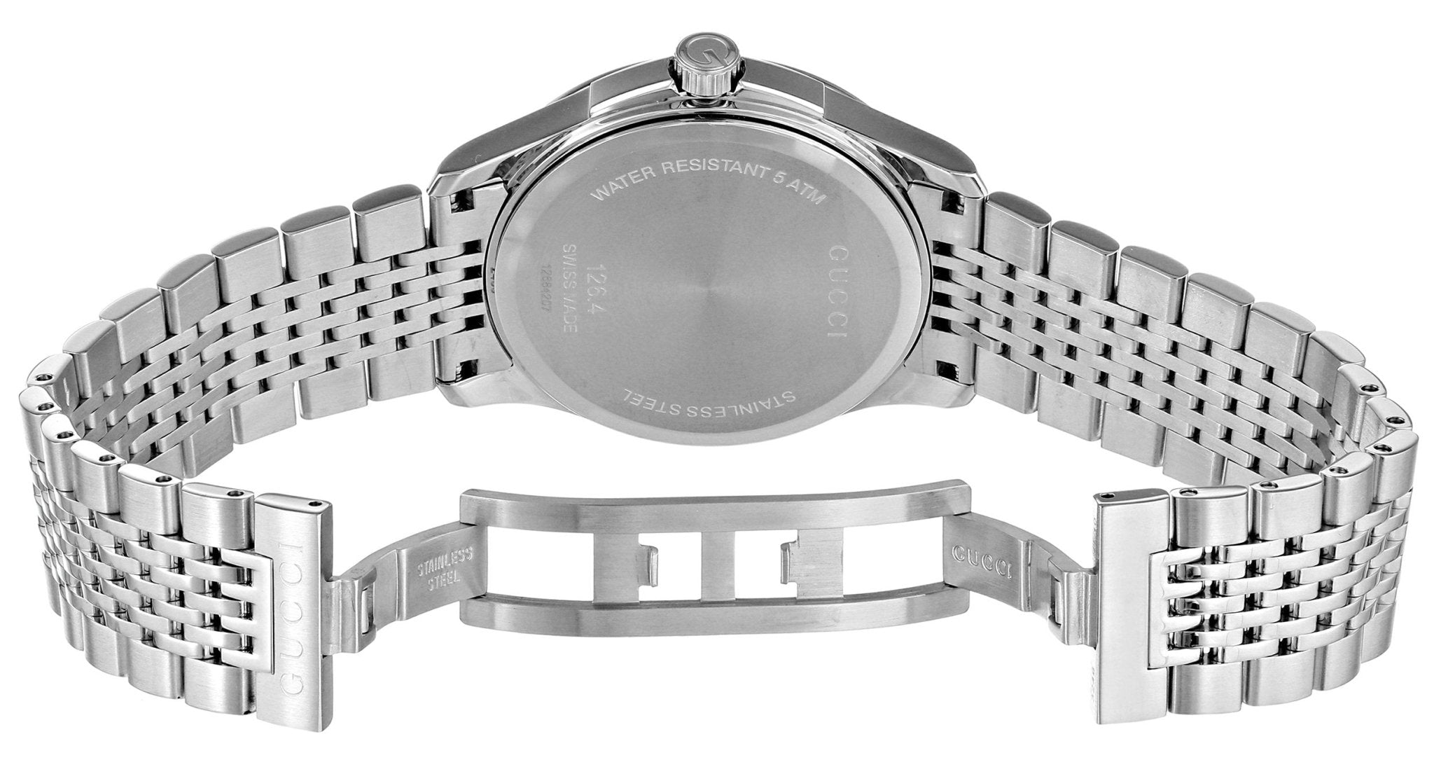 Gucci G Timeless Diamond Silver Dial Silver Steel Strap Watch For Men - YA126407 Watches Gucci   