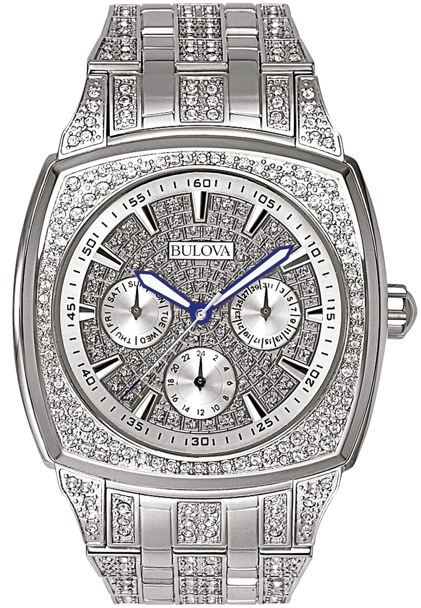 Bulova Crystal Collection Phantom Silver Dial Silver Steel Strap Watch for Men - 96C002 Watches Bulova   